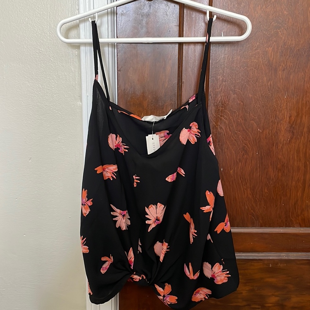 Lush Devon Knot Front Crop Blouse Tank